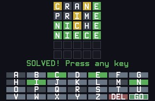 Wordle game on a TI-84 Evo