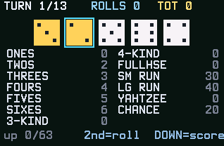 Yahtzee game on a TI-84 Evo